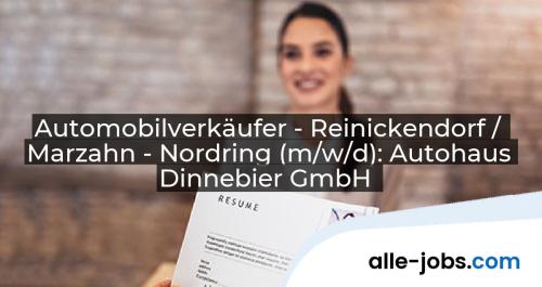 Automobilverkäufer - Reinickendorf / Marzahn - Nordring (m/w/d): Autohaus Dinnebier GmbH | alle-jobs.com