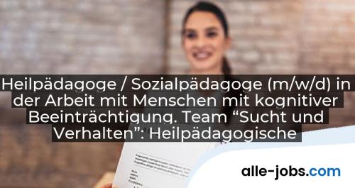 Heilpädagoge / Sozialpädagoge (m/w/d) in der Arbeit mit Menschen mit kognitiver Beeinträchtigung. Team “Sucht und Verhalten”: Heilpädagogische Ambulanz Berlin gGmbH (HpA) | alle-jobs.com