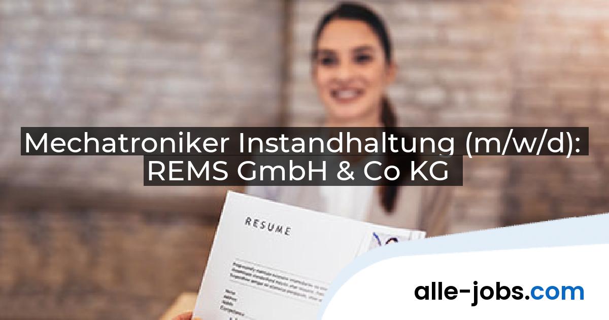 Mechatroniker Instandhaltung (m/w/d): REMS GmbH & Co KG | alle-jobs.com