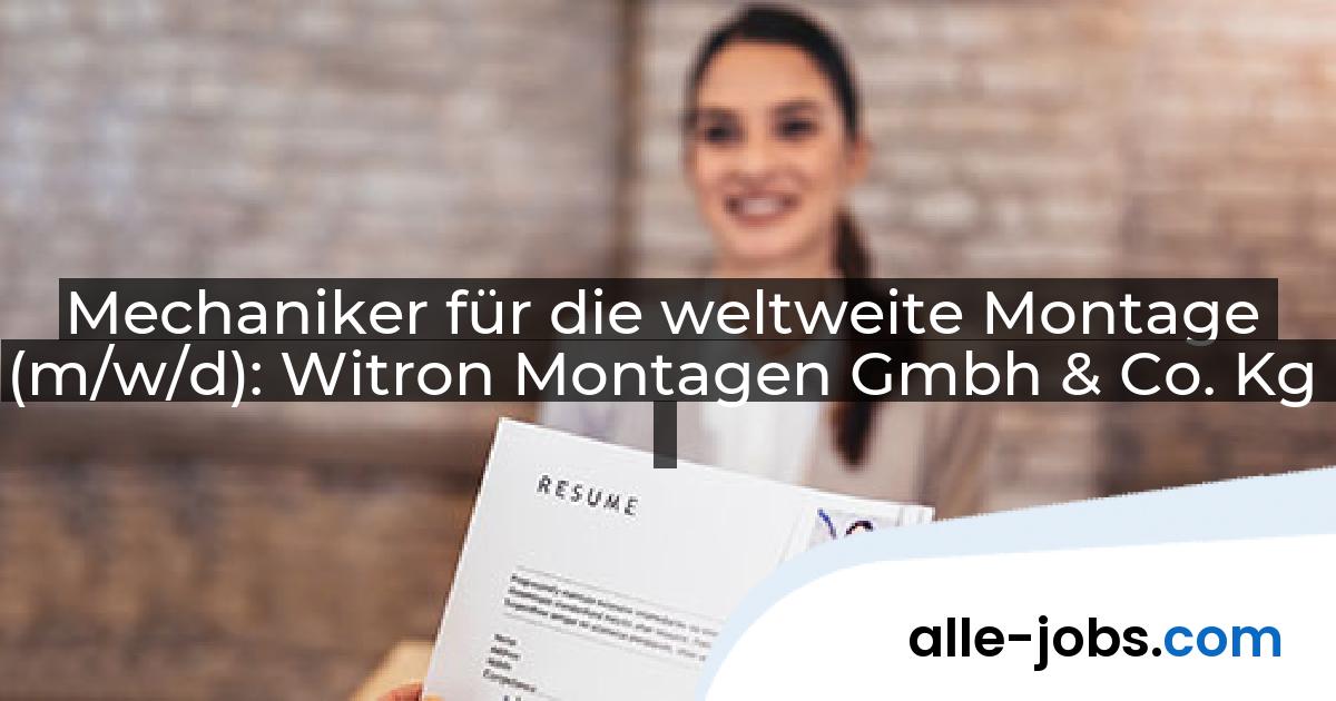 Mechaniker für die weltweite Montage (m/w/d): Witron Montagen Gmbh & Co. Kg | alle-jobs.com