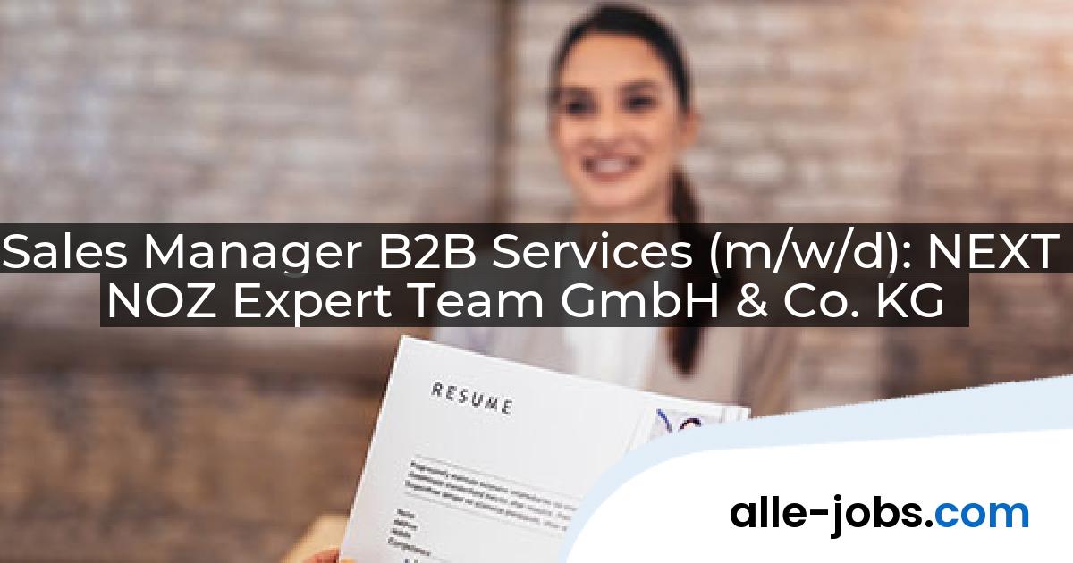 Sales Manager B2B Services (m/w/d): NEXT NOZ Expert Team GmbH & Co. KG | alle-jobs.com