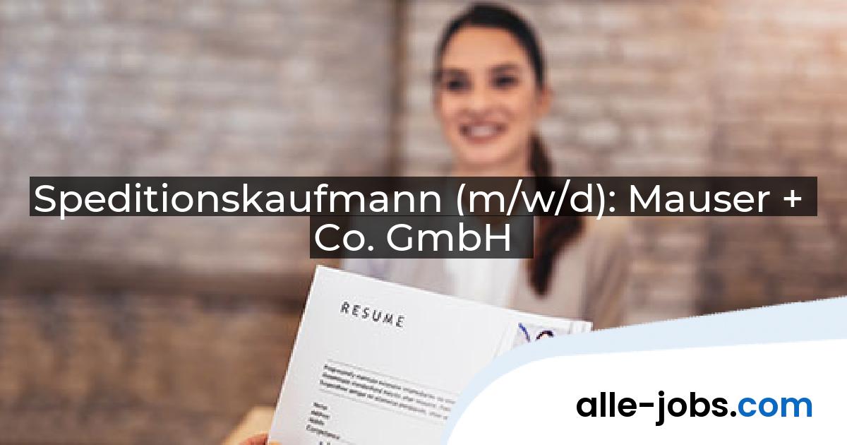 Speditionskaufmann (m/w/d): Mauser + Co. GmbH | alle-jobs.com