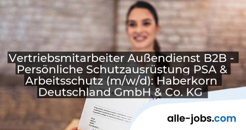 Vertriebsmitarbeiter Außendienst B2B - Persönliche Schutzausrüstung PSA & Arbeitsschutz (m/w/d): Haberkorn Deutschland GmbH & Co. KG | alle-jobs.com